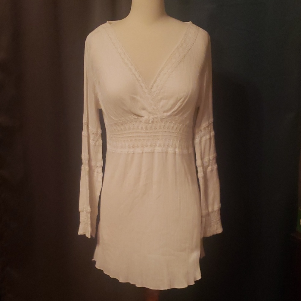 Ivory Crochet Trim Peasant Top